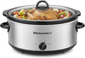 Elite Gourmet MST710 7 Quart Slow Cooker Pot, Removable Stoneware Insert, Tempered Glass Lid, Low/High/Keep Warm Settings, Dishwasher Safe, Cool-Touch Handles, One-Dial Control, Stainless Steel