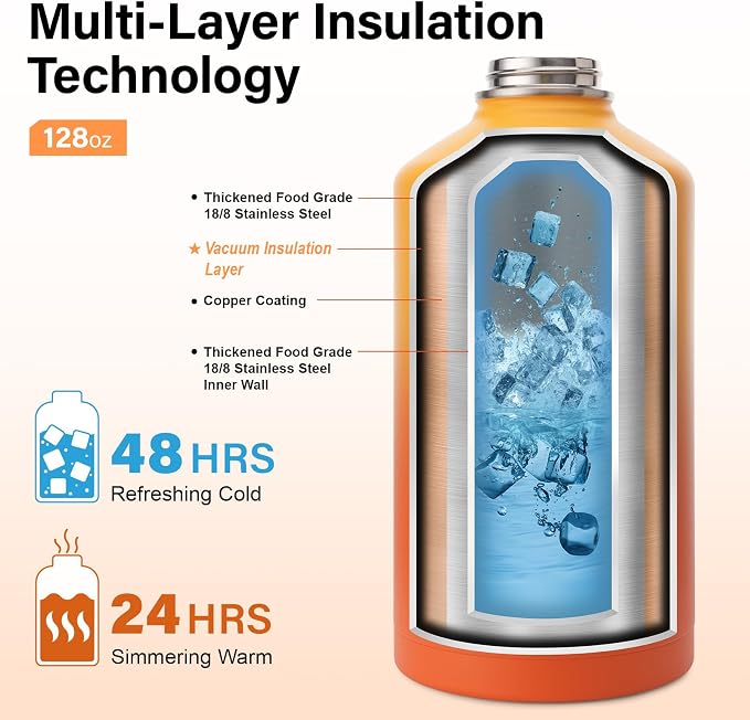 DYSANKY Gallon Insulated Water Bottle with Portable Carrier Bag for Outdoor