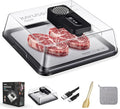 Defrosting Tray for Frozen Meat, USB Rechargeable Meat Defrosting Box with Lid, Aluminum Defrosting Tray BBQ, Airflow Technology, Non Stick Easy to Clean (Black)