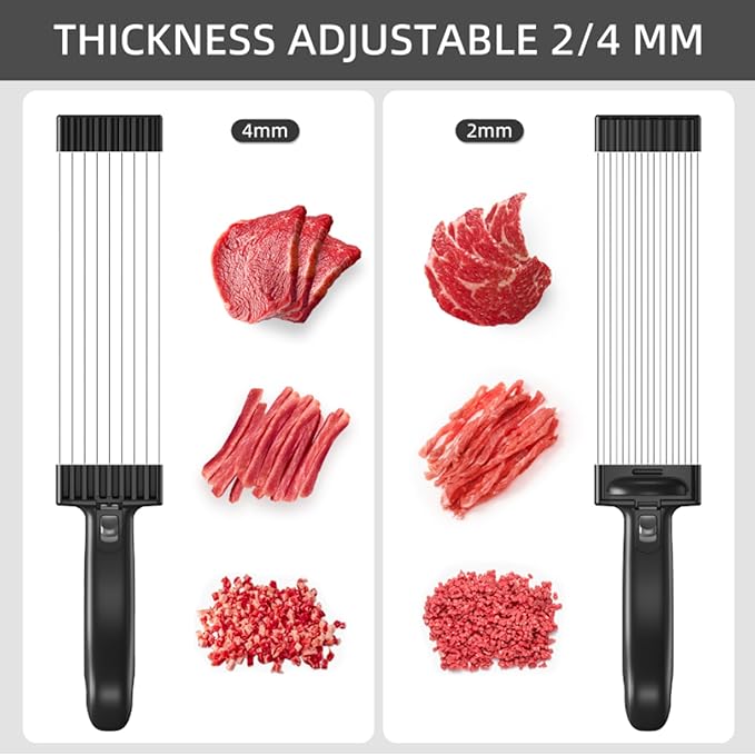 Meat Slicer for Fresh Raw Meat, Manual Cutter Slicer, 17 Blades Once Get 18 Slices, can Slicing Shredding (2 or 4 mm), Meal Prep, Beef Pork Mutton for Home Cooking BBQ Hot Pot -Black
