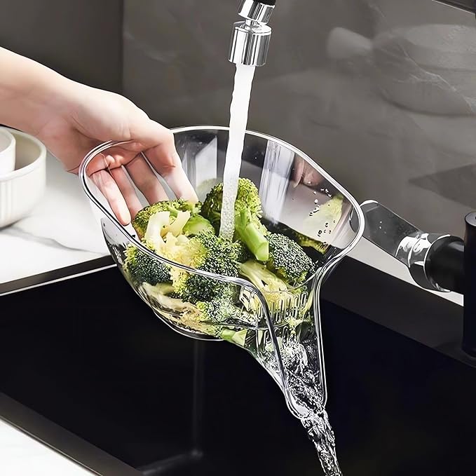 Multi-functional Drain Basket - 2024 New Fruit Cleaning Bowl with Strainer Container, Kitchen Sink Food Catcher Drainer Fruit Rinser Vegetable Washing Filter Bowl over the Sink Colander (2PCS, Grey)