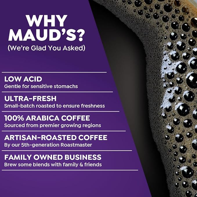 Maud's Vanilla Ube Flavored Coffee Pods, 18 ct, Medium Roast Flavored Coffee in Single Serve Pods – 100% Arabica Beans, Compatible with Keurig K Cups Maker