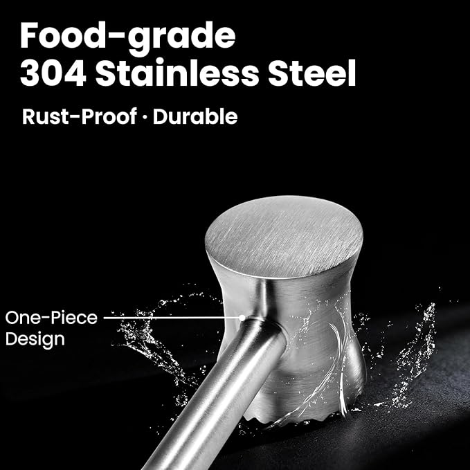 304 Stainless Steel Meat Tenderizer Mallet, Meat Hammer Dishwasher Safe with Storage Bag & Gift Box, Dual Sided Chicken Pounder for Steak, Beef, Poultry, Heavy Duty Kitchen Mallet