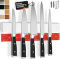 CUCINO Magnetic Knife Holder for wall, 16" no drilling required, includes self-adhesive tape, extra strong for holding knives – Awarded magnet strip – White Rubber