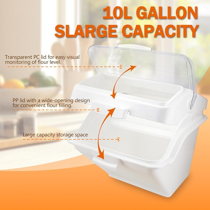 Flour Bin, 10 lb Stackable Kitchen Ingredient Storage Container with Lid - Food Pantry Organizer for Flour, Sugar, Rice, Baking,Dog Food Supplies (10lb)