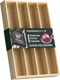 for Nespresso Vertuo Capsules - Premium Bamboo Coffee Pod Drawer Insert Organizer for Counter 15"Dx10"Wx1.5"H (40 Big or 52 Small pods)