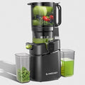 AMZCHEF Cold Press Juicer Machine, 5.8" Wide Chute for Whole Fruits & Vegetables, Self-Feeding Slow Masticating Juicer, 3-in-1 for Juice, Nut Milk & Sorbet, Triple Filtration, Easy Clean