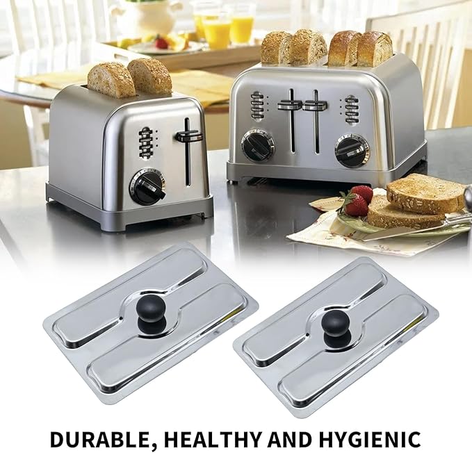 UOIENRT 2pcs Toaster Dust Cover 2 Slice, Stainless Toaster Appliance Top Cover, Steel Electric Bread Maker Upper Cover for Bread Machine (6 x 4 Inch)