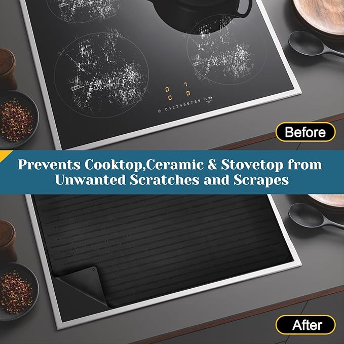 Cook's Aid Stove Top Cover for Electric Stove 20x28 Inch - Silicone Stove Mat for Glass Top Stove, Glass Cooktop Protector, Dish Mat Drying Kitchen Mat