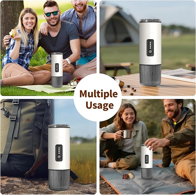 Portable Espresso Machine, 20Bar Self‑Heating & Cold Brew Coffee Maker, Rechargeable 7500mAh, 3‑in‑1 for Nespresso & Ground Coffee, Travel Coffee Machine for Camping Car (White)