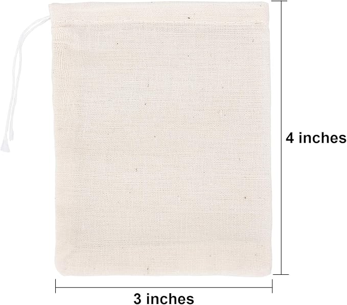 Tatuo 400 Pcs Cotton Muslin Bags with Drawstring Reusable Cloth Sachet Pouch Empty Gift Canvas Bags Bulk for Jewelry Home Party Favors (3 x 4 Inch)