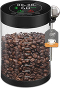 Electric Vacuum Coffee Canister, 1.3L Glass Airtight Food Storage Containers with Smart Pressure Sensor, Automatic Coffee Bean Container Rechargeable with LED Display Window for Kitchen Food Storage