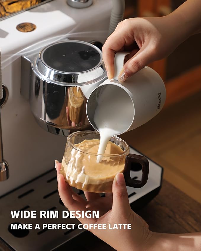 Bincoo Japanese Style Glass Coffee Cups with Walnut Wood Saucer, 7.8oz/230ML Borosilicate Glass Mugs with Handles, Elegant Gift Set for Coffee Lovers, Clear
