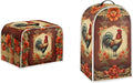 Vintage Chicken Rooster Flower Pattern Appliance Covers Set Washable Kitchen Blender Dust Cover Bread Maker Toaster Cover 2 Slice Kitchen Accessories Size S