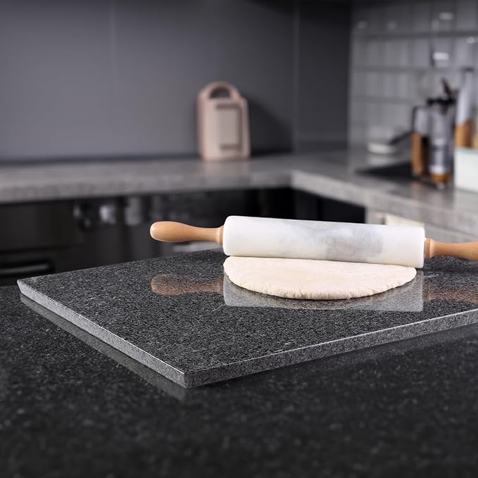 Koville Natural Granite Cutting Board for Kitchen, 16x20inch Extra Large Hand Crafted Stone Slab for Cheese, Charcuterie, Pastry Board - Wedding Gift, House Warming Gift