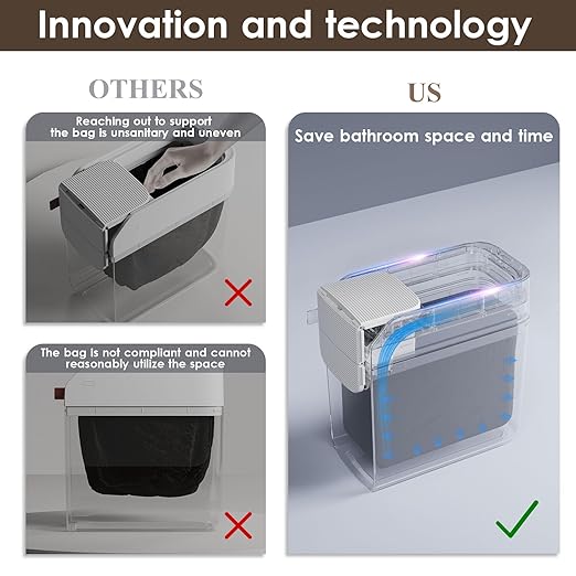 Smart Sensor Trash Can with Slide Lid - 3.2 Gallon Automatic Bathroom Kitchen Waste Bin Touchless Motion Smart Trash Bin for Narrow Spaces, Office, Bedroom, Living Room (White)
