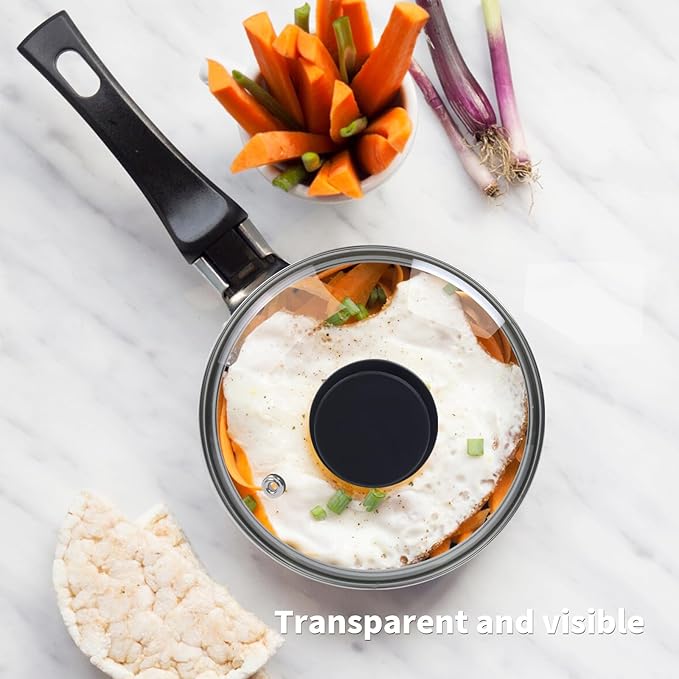 6" Tempered Glass Pan Lid with Steam Vent, Thickened to 4mm, Universal Fit for Cast Iron Skillets, Frying Pans & Pots