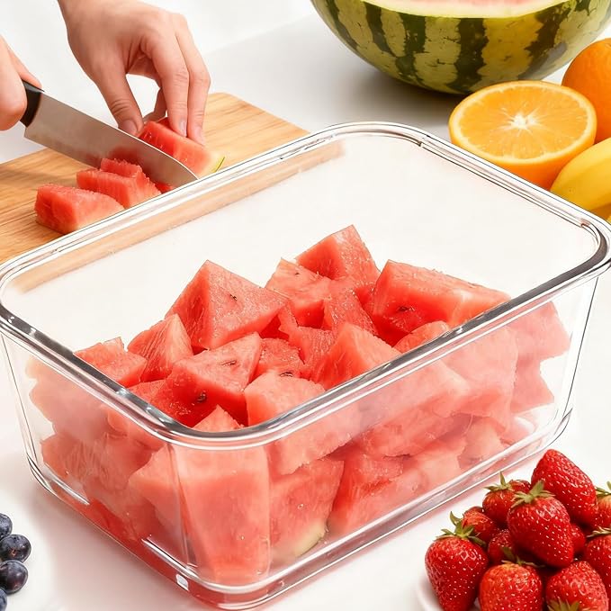 Extra Large Glass Storage Containers with Lids 220oz/6500ml/28cup | Silicone Mat Included | Borosilicate Glass | Airtight | Freezer Oven Dishwasher Safe | Rotisserie Chicken | XL Big Food Bowl
