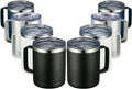 MEWAY 12oz Coffee Mug With Handle 8 Pack Bulk,Stainless Steel Insulated Travel Tumblers With Sliding Lid,Double Wall Vacuum Camping Cup for Hot & Cold Drinks Tea (Multicolor,Set of 8)