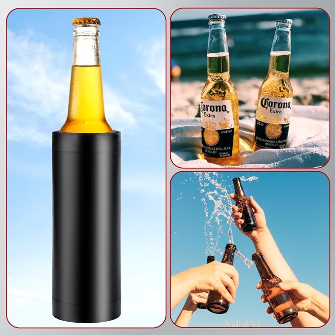 Double Tactical Can Holder, Ultra Chill System, Assault Tactical Insulation Sleeve Fits Two 12oz Slim Cans, 3D Printed for Beer Soda Drinks, Easy Reload for Parties Tailgates (Black)