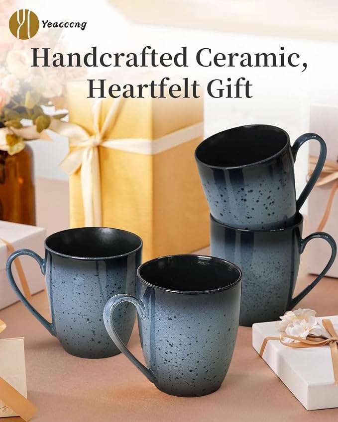 Yeacccng Modern Minimalist Coffee Mugs Set of 6, Cappuccino Cups Set, 16 Oz Unique Kiln-Changing Glaze Ceramic Latte Mugs for Coffee, Tea, Milk, Cocoa, Latte, Cappuccino, Dishwasher & Microwave Safe