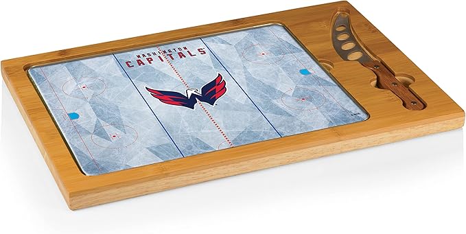 PICNIC TIME NHL unisex-adult NHL Icon Glass Top Cutting Board & Knife Set