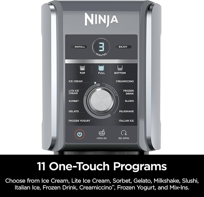 Ninja NC501 CREAMi Deluxe 11-in-1 Ice Cream & Frozen Treat Maker with 2 XL Family Size Pint Containers, Silver (Renewed)