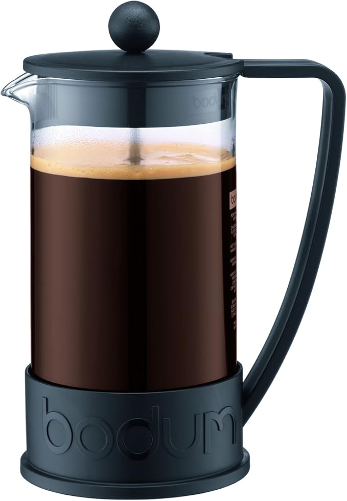 Bodum Bistro Burr Coffee Grinder, 1 EA, Black & Brazil French Press Coffee and Tea Maker, 34 oz, Black