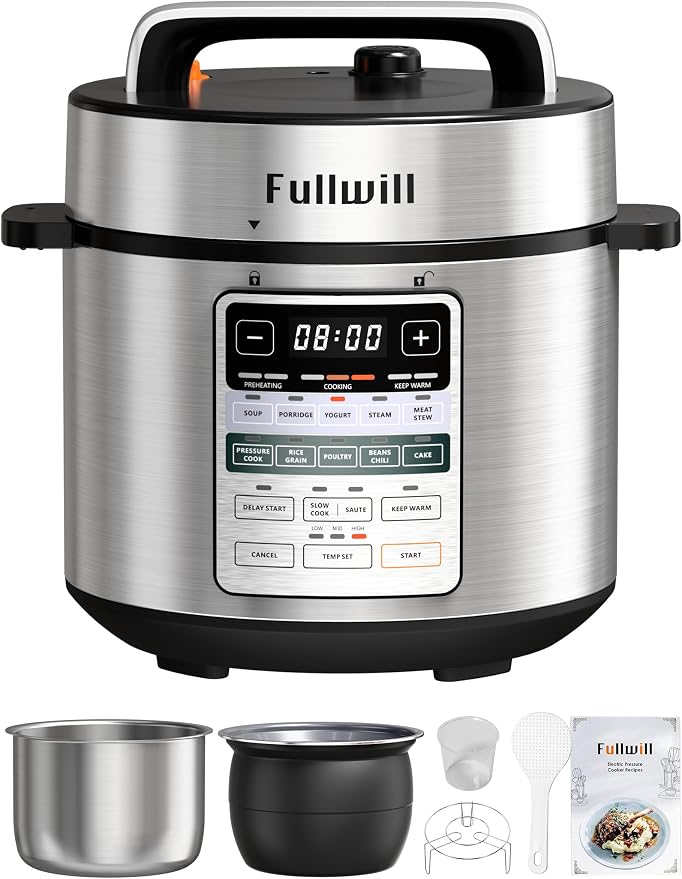 Fullwill Dual-Pot Electric Pressure Cooker 6+5QT, 12-in-1 Multi-Cooker for Pressure Cooking, Soup, Yogurt, Stew, Rice，Suitable for family meals and gatherings