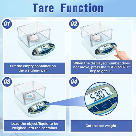 FOUR E'S SCIENTIFIC Lab Scale 500g x 0.001g Accuracy - High Precision Laboratory Analytical Balance with Windshield Digital Scientific Scale Jewelry/Kitchen Scale
