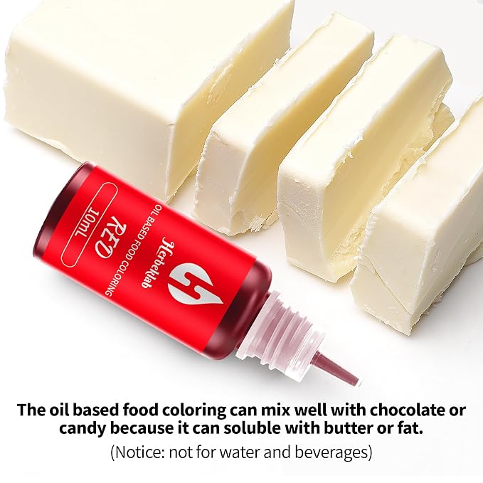 Oil Based Food Coloring for Chocolate 6 Colors x 10 ml Concentrated Red Pink Purple Oil Food Dye for Candy Melts, Cake Pops, Strawberries - 6 Colors red