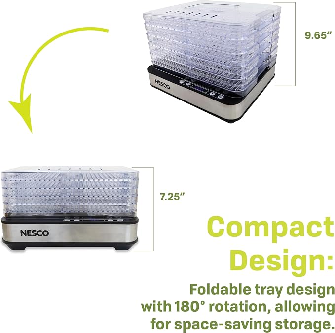 NESCO FD-5TC Snackmaster Food Dehydrator – 5 BPA-Free Trays, Adjustable Temp Control, Compact Design for Jerky, Fruit, Herbs, Pet Treats, 420W