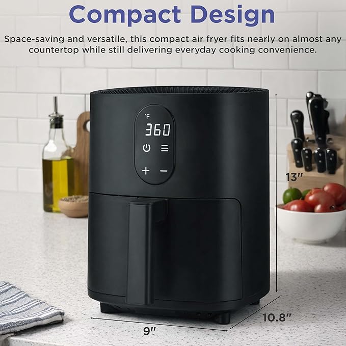 MAGNAVOX HOME 2.6-Quart Electric Air Fryer, Adjustable Temperature, Touch Panel Control, One-Touch Cook Functions, and 360° Rapid Cooking, 1000 Watt Power by Culinary Chef