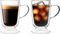 NIRA.Z 12.5 OZ Double Walled Glass Coffee Mugs with Handle Set of 2 Clear Insulated Irish Coffee Cups Hand Blown Glass Cups for Hot Cold Beverages, Cappuccino, Latte, Tea, Espresso, Juice, Americano