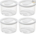 iDesign Round Fridge Produce Bin with Removable Drainage Tray and Lid - Set of 4 - Clear