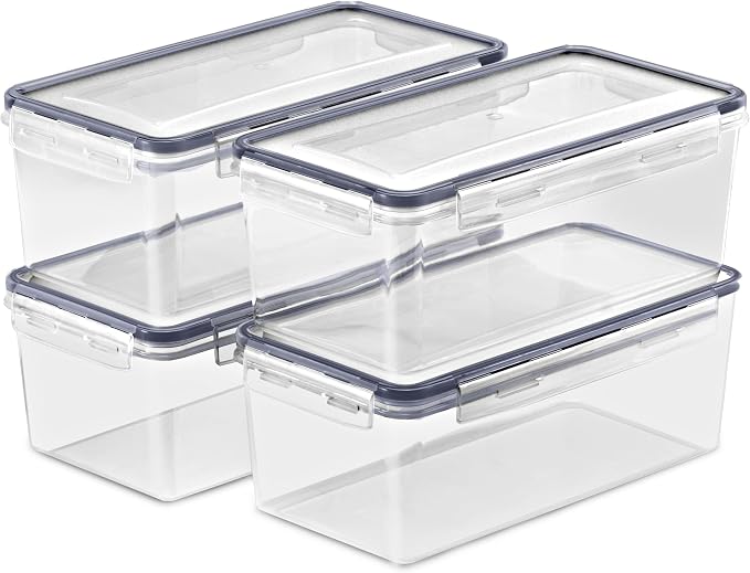 Sorbus Food Storage Containers - Pack of 4 - Air Tight, Four-Way Snap Lids Keeps Food Fresh - Store Cereal, Pasta, Flour, Nuts, Candy - Durable Plastic Kitchen Pantry Bins