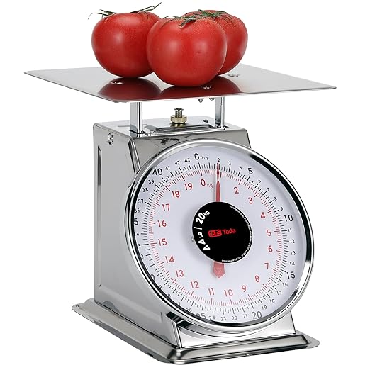 Tada 44 LBS Stainless Steel Mechanical Kitchen Scale Heavy Duty Portion-Control Food Scale Produce Scale with Stainless Steel Platform
