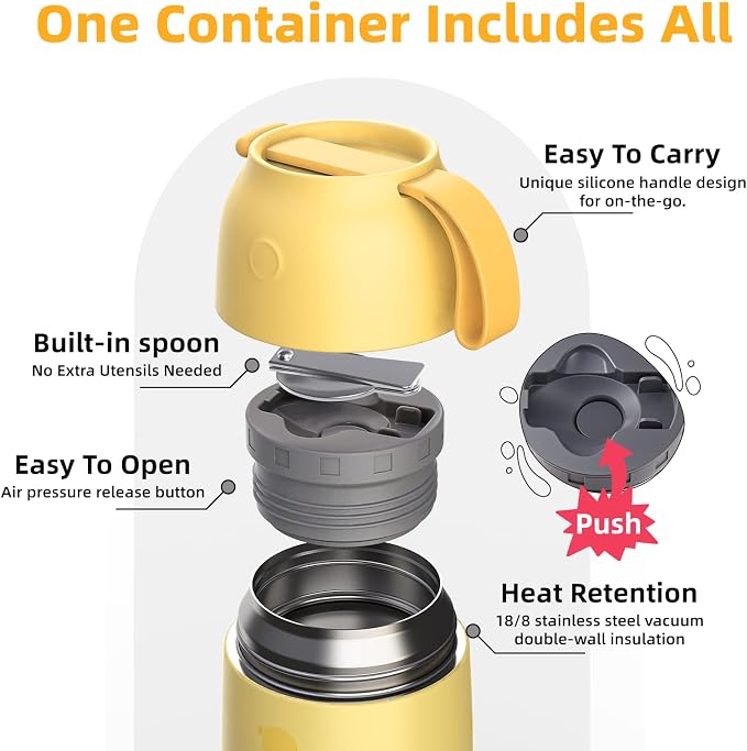 2 Pack Insulated Food Jar Set, 26oz & 18oz Stainless Steel Vacuum Insulated Soup Containers for Hot Food, Leak-Proof Thermal Food Jars with Spoons, Cute Stylish Design for School, Work & Travel