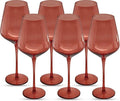 Saludi Original Dark Rose Wine Glasses, 16.5oz (Set of 6) Stemmed Single Color Red Barbie Glass - Great for All Wine Types and Occasions or Gifts - Luxury, Durable, Hand-Blown