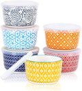 Selamica Ceramic Ramekins with Lids, 10 OZ Creme Brulee Ramekins with Covers Oven Safe, Custard Cups Small Baking Bowls for Souffle, Pudding, Onion Soup, Dips, Set of 6, Assorted Colors