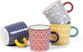 Selamica Ceramic 3.5 Oz Espresso Cups, Espresso Mugs 2.5 Inch Demitasse Cups, Mini Coffee Cups for Latte Mocha Lungo Tea, Set of 4, Assorted Colors