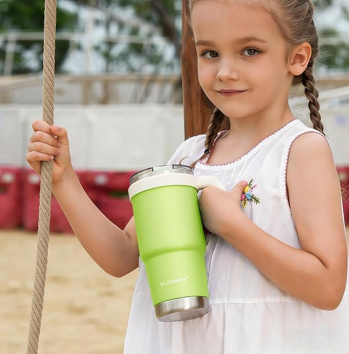 24Oz Insulated Tumbler with Flip Straw Lid - 100% Leakproof, 100% Clean, Vacuum insulated Stainless Steel | BPA-Free, Handle & Cupholder Compatible - 24H Cold, Travel/Gym/Office