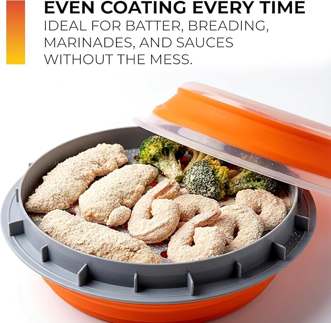 CanCooker Batter Bowl XL: Collapsible, Mess-Free, Dishwasher and Microwave Safe, Chemical-Free in Vibrant Orange - 5 Pack