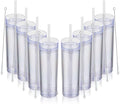 Volhoply 16oz Plastic Skinny Tumbler with Lid and Straw Bulk 8 Pack,Insulated Double Wall BPA Free Matte Acrylic Tumblers,Iced Coffee Travel Mug Reusable Party Cup,Customizable Diy Gifts(Clear,8 Set)