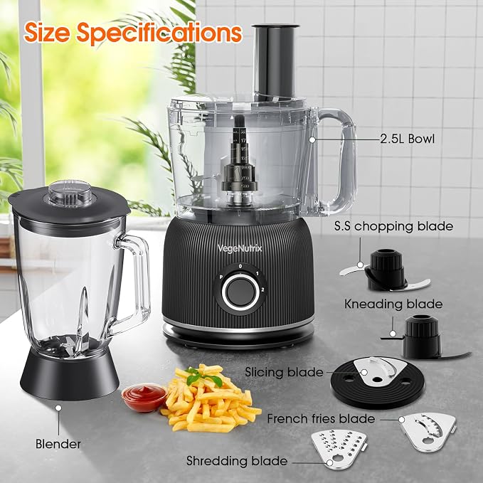 Food Processor and Blender Combo, 88 oz Food Chopper for Meat, Vegetable and Dough, 70 oz 800W Glass Jar Blender with 2 Speeds and Pulse for Smoothie, Nutrient Extractions, and More