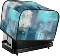 Toaster Cover 4 Slice Teal Turquoise Art Texture Waterproof Appliance Cover with Hang Loop Bread Baker Toaster Cover for Kitchen