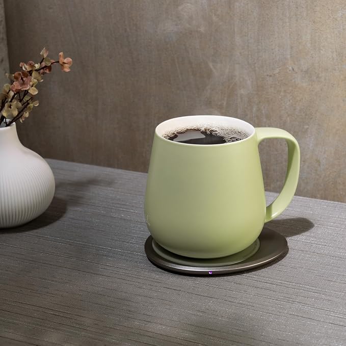 Ui+ Self-Heating Mug Set – Verde Green | 18 fl oz / 532 mL Ceramic Coffee & Tea Mug Set with Heating Pad
