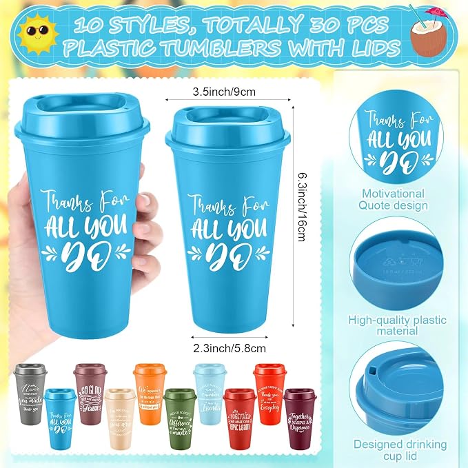 Teenyyou 90 Pcs Employee Appreciation Gift Set, 16oz Tumbler with Lid Notebook Pen Bulk Thank You Gift Holiday Party Favor for Teachers Office Coworker Teacher Staff Team (Fresh Color,Elegant Style)