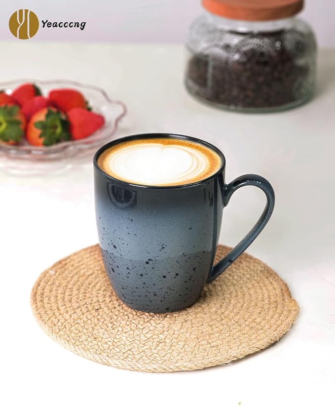 Yeacccng Modern Minimalist Coffee Mugs Set of 6, Cappuccino Cups Set, 16 Oz Unique Kiln-Changing Glaze Ceramic Latte Mugs for Coffee, Tea, Milk, Cocoa, Latte, Cappuccino, Dishwasher & Microwave Safe