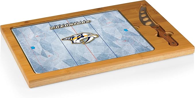 PICNIC TIME NHL unisex-adult NHL Icon Glass Top Cutting Board & Knife Set